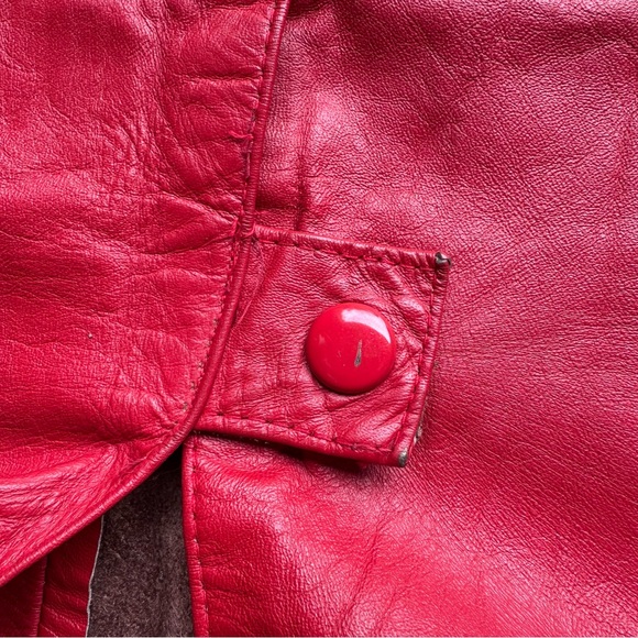 Vintage Red Leather Midi Pencil Skirt Made in USA Size 11/12 - Picture 14 of 15